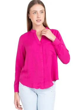 Camisa escote v manga larga