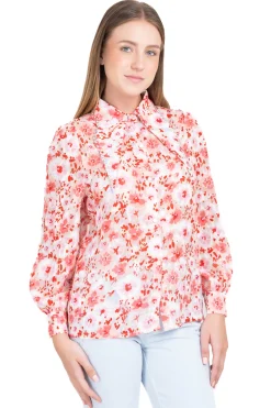 Camisa flores cuello solapa brillos