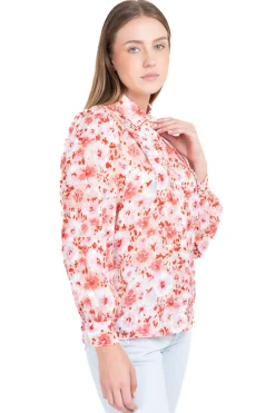 Camisa flores cuello solapa brillos