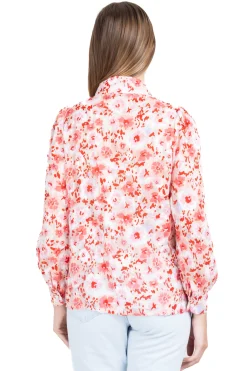 Camisa flores cuello solapa brillos