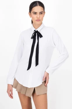 Camisa Larga Detalle Moño