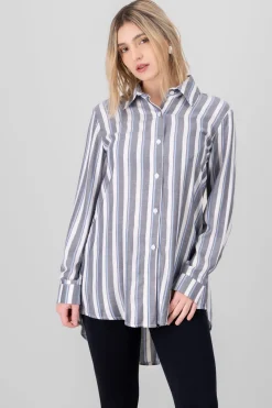 Camisa larga fluida rayas