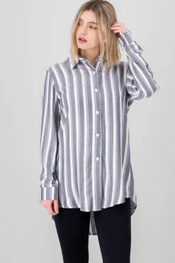 Camisa larga fluida rayas