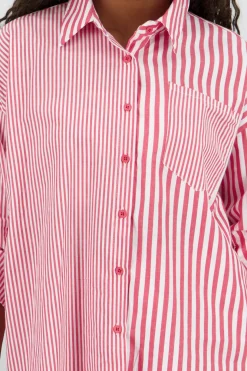 Camisa larga oversize detalle rayas