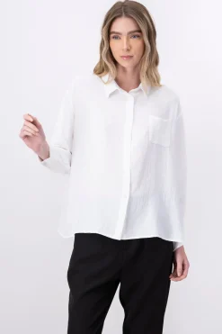 Camisa lisa textura manga larga