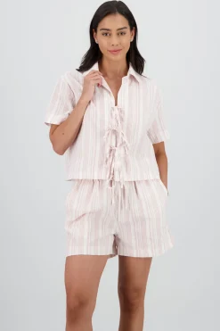 Camisa manga corta detalle moños