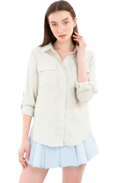 Camisa manga larga bolsos maxi