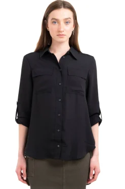 Camisa manga larga bolsos maxi