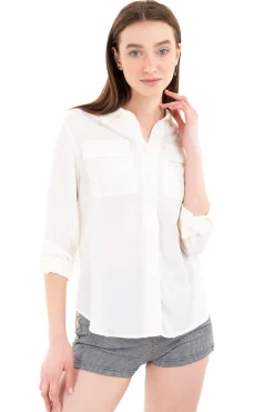 Camisa manga larga bolsos maxi