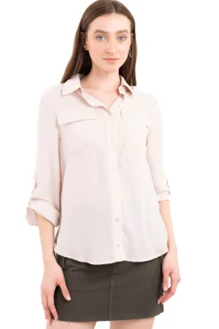 Camisa manga larga bolsos maxi