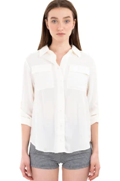 Camisa manga larga bolsos maxi