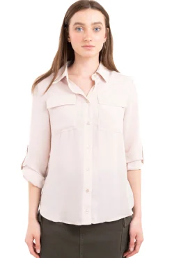 Camisa manga larga bolsos maxi