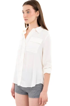 Camisa manga larga bolsos maxi