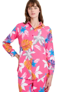 Camisa manga larga botones estampado flores