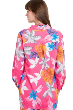 Camisa manga larga botones estampado flores