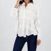 Camisa manga larga detalle cuello bordado botones