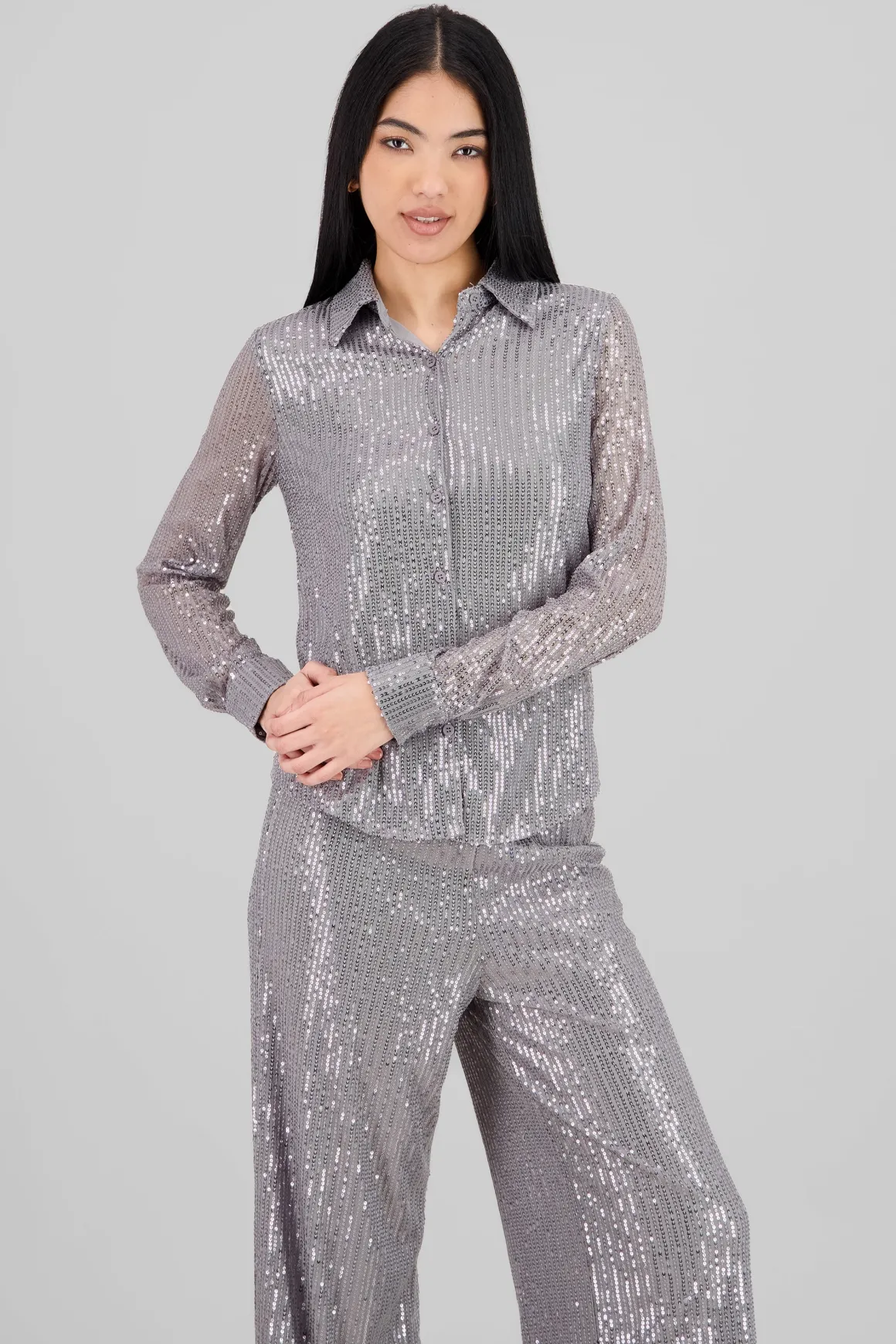 Camisa manga larga lentejuelas