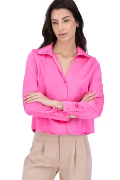 Camisa monocolor satinada