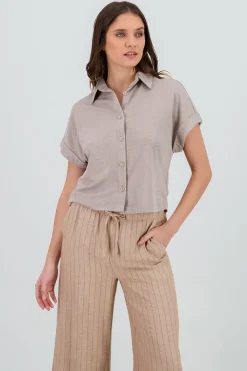 Camisa over manga corta