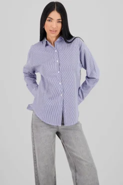 Camisa over rayas detalle abertura