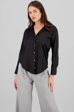 Camisa oversize cuello satin