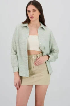 Camisa oversize fluida manga larga ligera