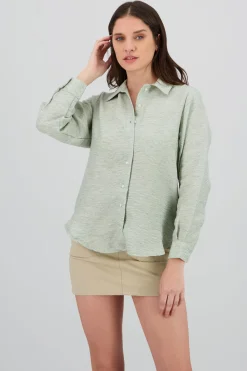 Camisa oversize fluida manga larga ligera