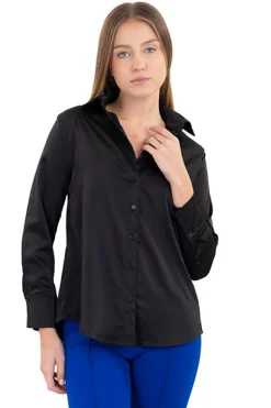 Camisa satinada manga larga