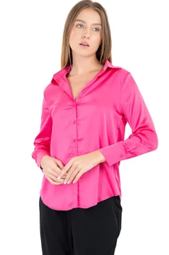 Camisa satinada manga larga