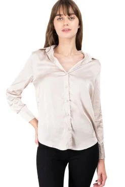 Camisa satinada manga larga