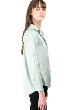 Camisa satinada manga larga