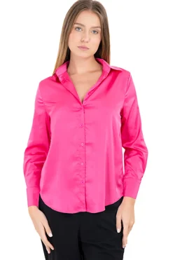 Camisa satinada manga larga