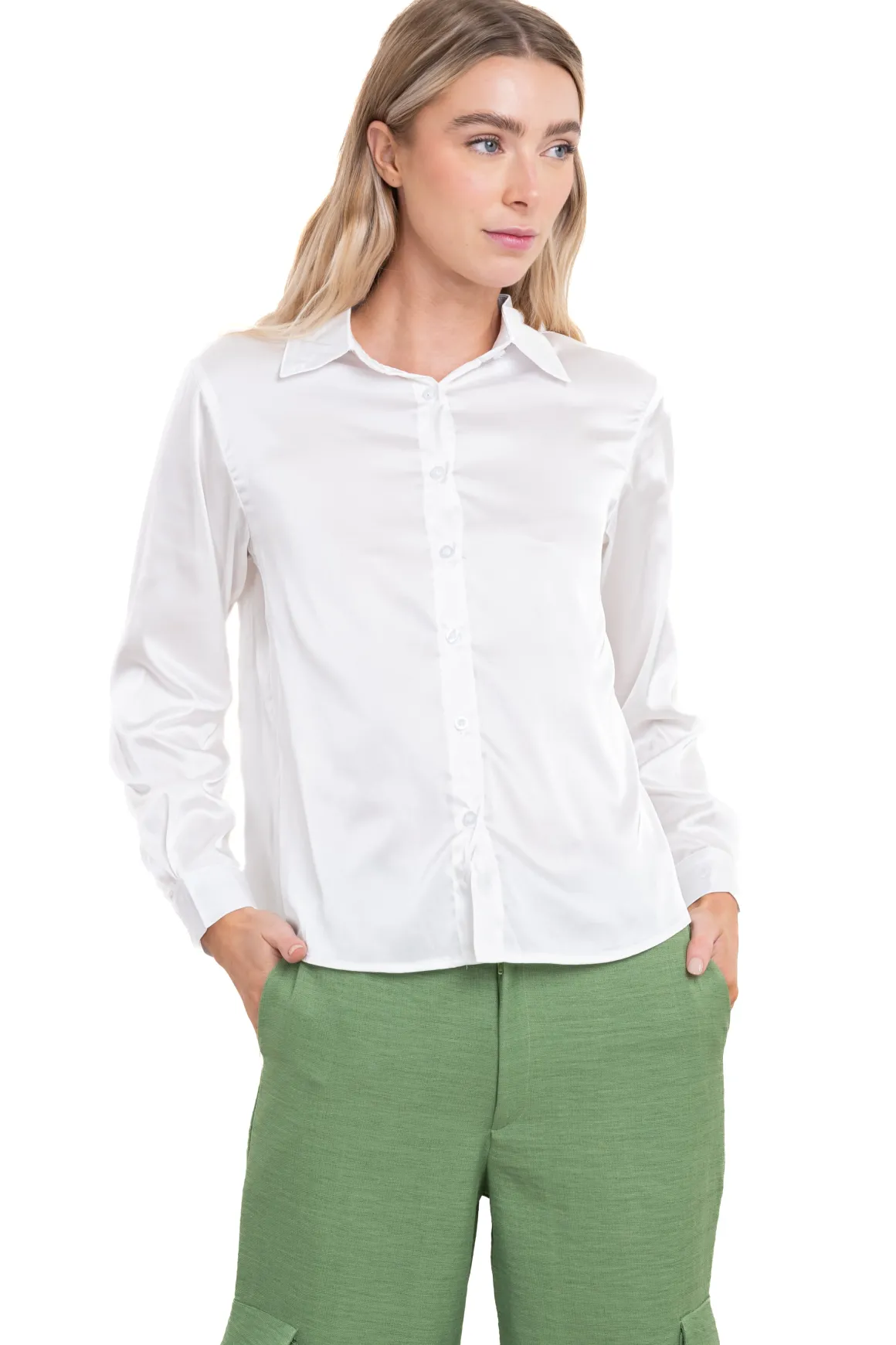 Camisa satinada monocolor