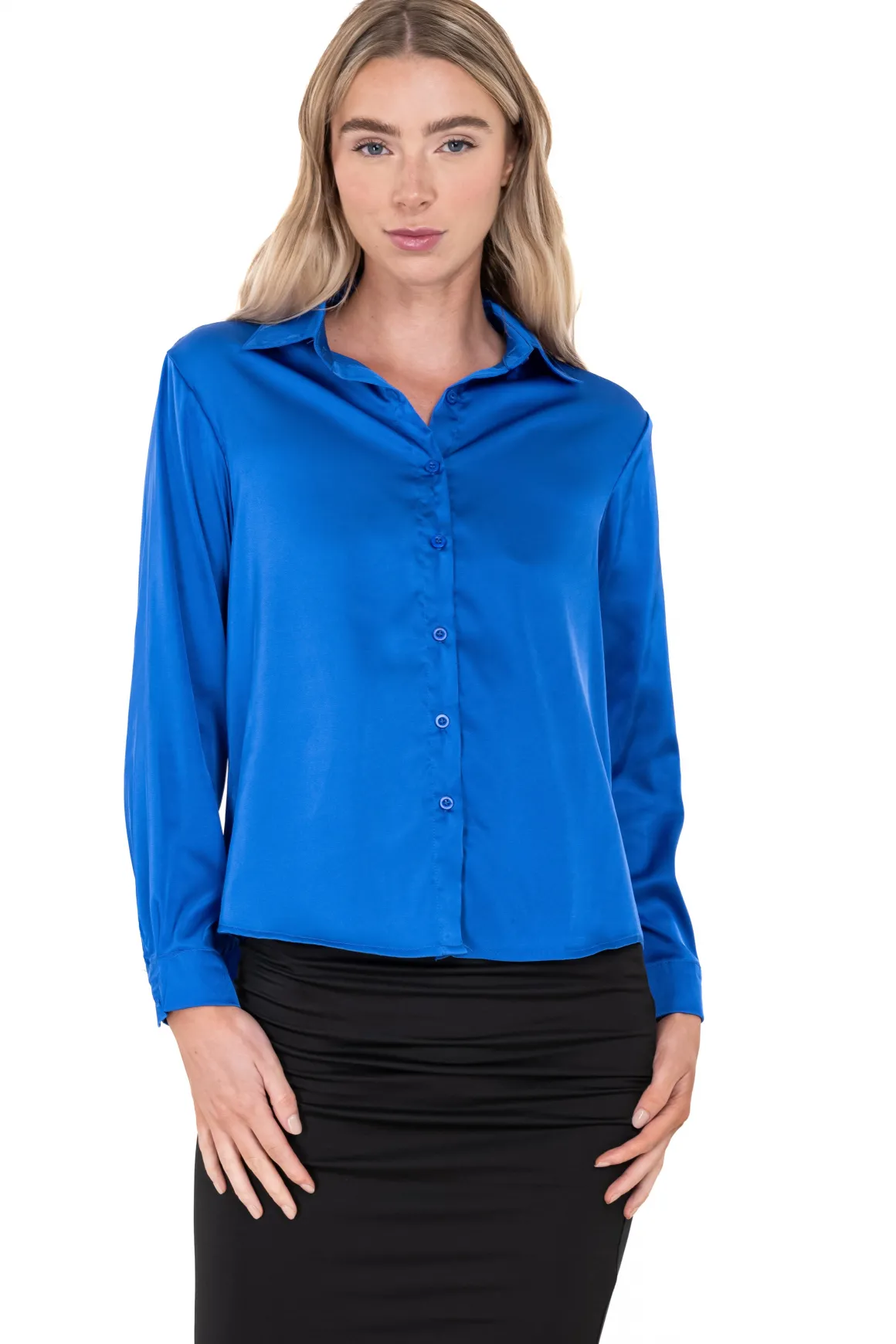 Camisa satinada monocolor