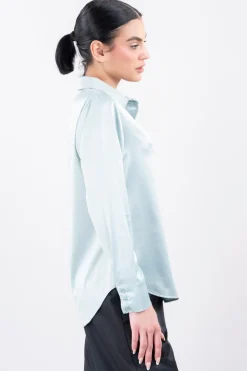 Camisa satín cuello solapa