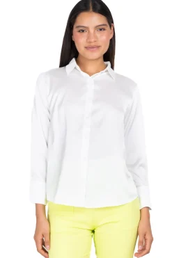 Camisa satín manga larga botones