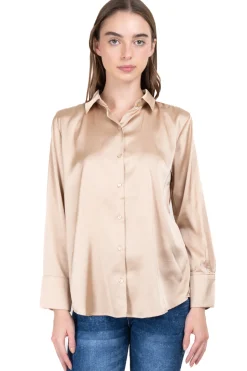 Camisa satín manga larga botones
