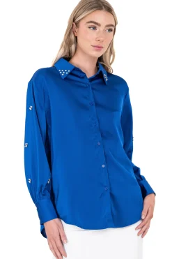 Camisa satín mangas brillos