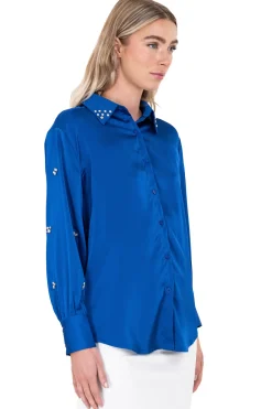 Camisa satín mangas brillos