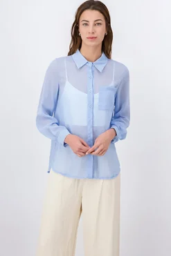 Camisa traslúcida manga larga