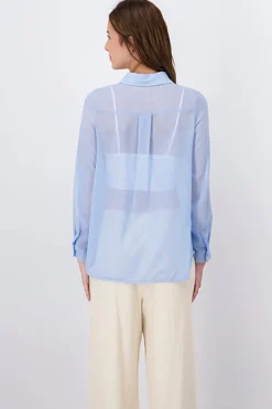 Camisa traslúcida manga larga