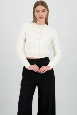 Cardigan con cuello redondo botones dorados Hyp