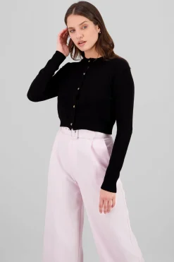 Cardigan con cuello redondo botones dorados Hyp