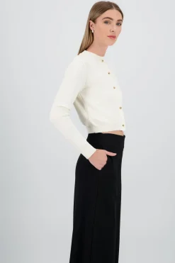 Cardigan con cuello redondo botones dorados Hyp