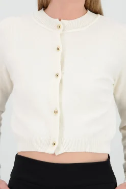 Cardigan con cuello redondo botones dorados Hyp