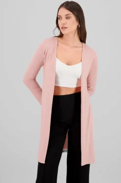 Cardigan largo manga larga tacto suave