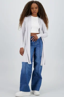 Cardigan manga larga liso