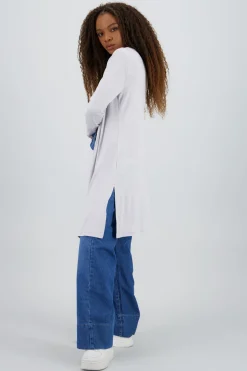 Cardigan manga larga liso