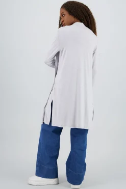 Cardigan manga larga liso