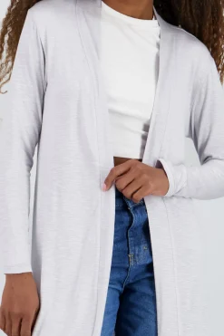 Cardigan manga larga liso